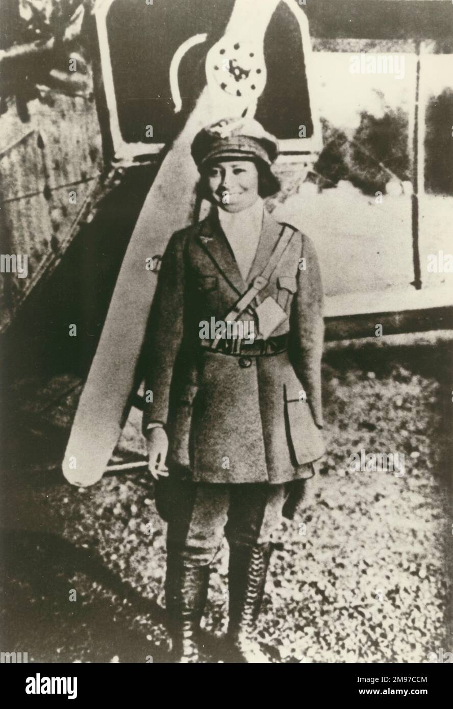 Elizabeth „Bessie“ Coleman, 1892-1926, die erste Pilotin afroamerikanischer Abstammung und die erste Person afroamerikanischer Abstammung, die eine internationale Pilotenlizenz besitzt. Stockfoto