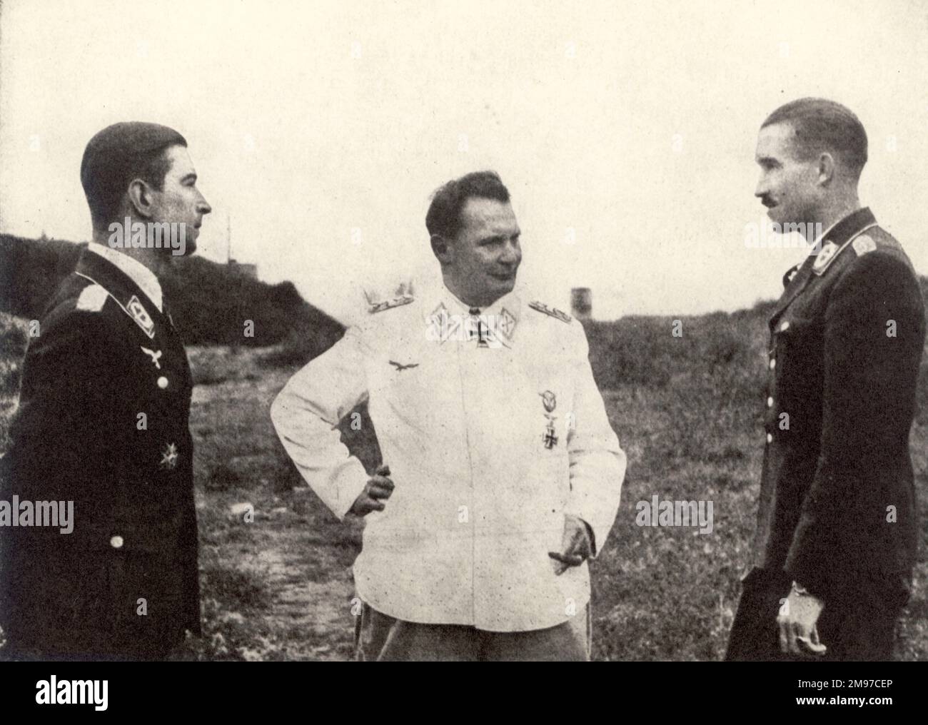 Von links: Werner Mölders, Hermann Göring und Adolf Galland. Stockfoto