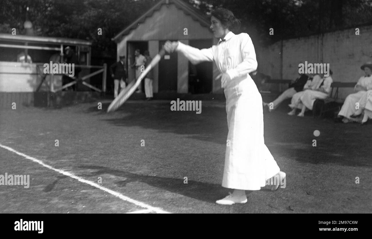 Tennisspielerin im Moorfield Tennis Club, Stockport Stockfoto