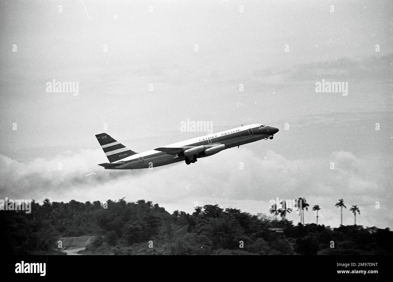 Convair CV880M VR-HGA von Cathay Pacific startet am 31. August 1969 in Kuala Lumpur Stockfoto