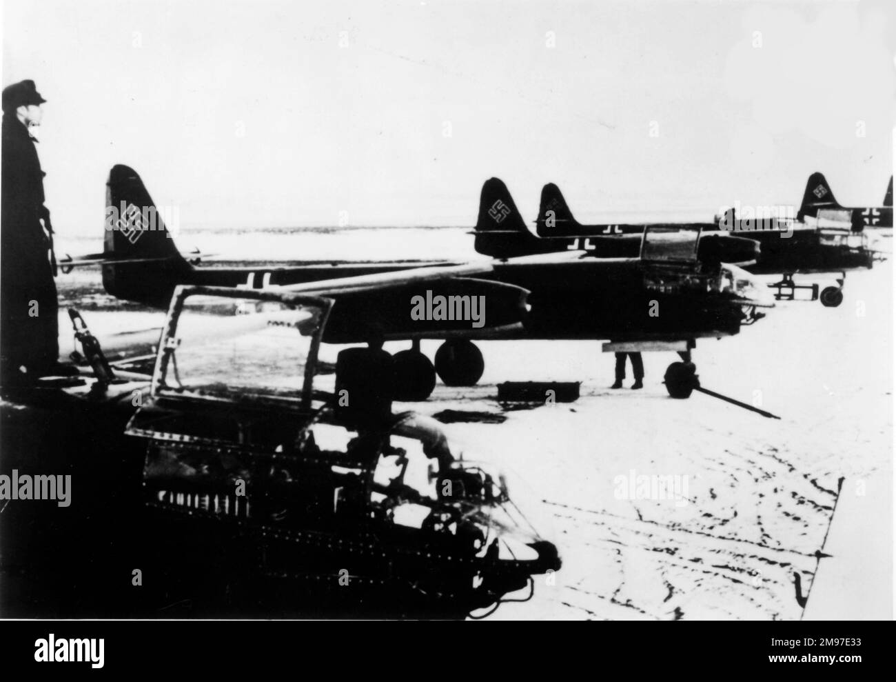 Arado Ar 234B-Deutschlands und der weltweit erste einsatzbereite Düsenbomber, der seit August 1944 eingesetzt wurde, war schnell genug, um jedem Abfangversuch zu entgehen. Stockfoto