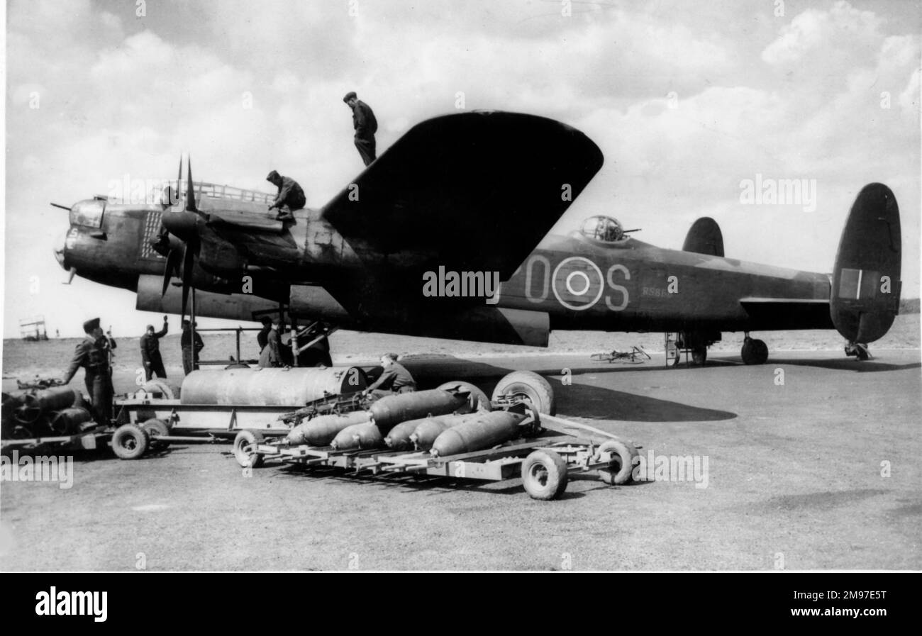Avro 683 Lancaster I vom Bombenattentat auf die 467. Staffel wurde zur Stütze des RAF-Bomberkommandos, der Typ, der im Februar 1942 in Betrieb ging. Stockfoto