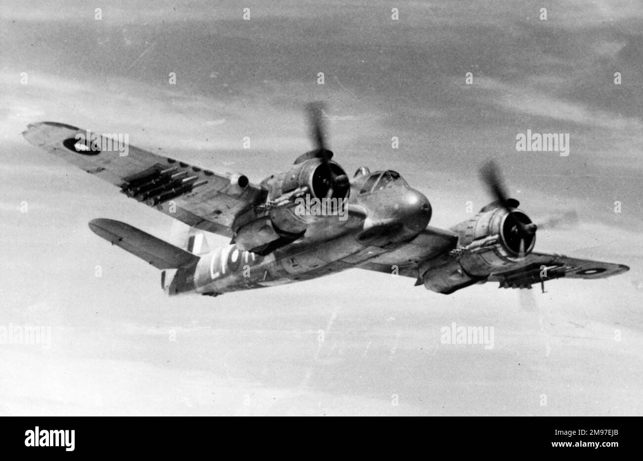 Bristol 156 Beaufighter VIF (Vorwärtsblick, Fliegen) vom No30. Geschwader RAAF. Stockfoto