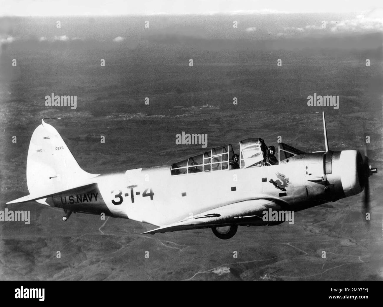 Douglas TBD-1 Devastator - ein Vorkriegs-Torpedo-Bomber, der während der Schlacht von Midway praktisch ausgelöscht wurde. Stockfoto