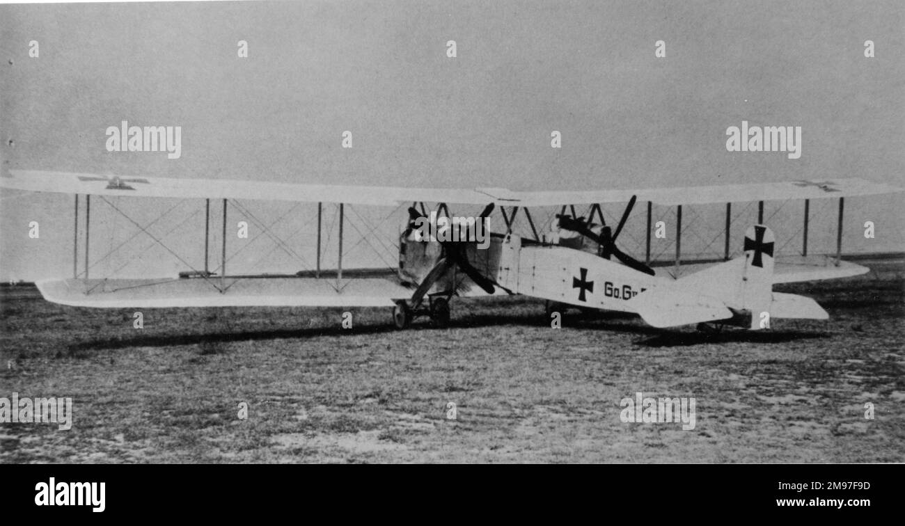 Gotha G II deutsches drei-Mann-Doppelflugzeug, das erstmals im März 1916 flog und im August 1916 in Betrieb genommen wurde, aber 1917 außer Betrieb ging. Stockfoto