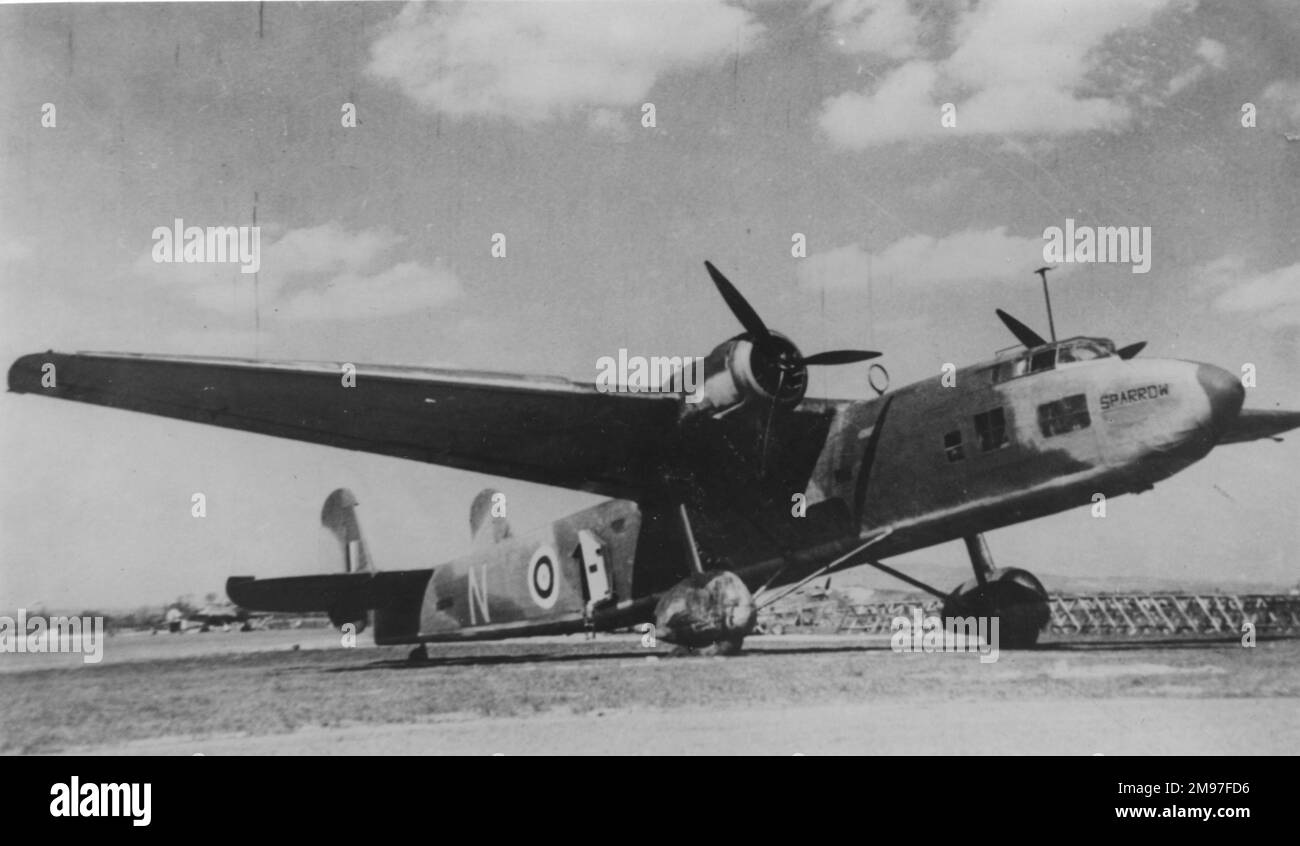 Handley Page Harrow - Ende 1939 von den Bombenanschlägen ausgeschlossen, wurde die Harrow als Transport benutzt. Stockfoto