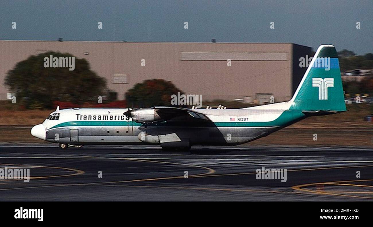 Lockheed L-100-30 von Transamericas N12ST am JFK, 15. Oktober 1984. Stockfoto