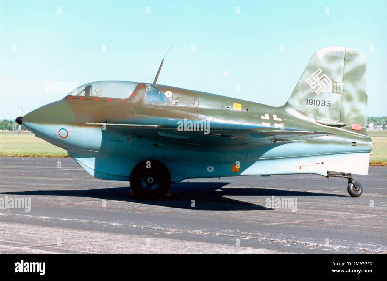 Messerschmitt Me 163B - Deutschlands und der weltweit erste und einzige Produktionsraketenjäger, tötete mehr eigene Piloten als Feinde. Stockfoto