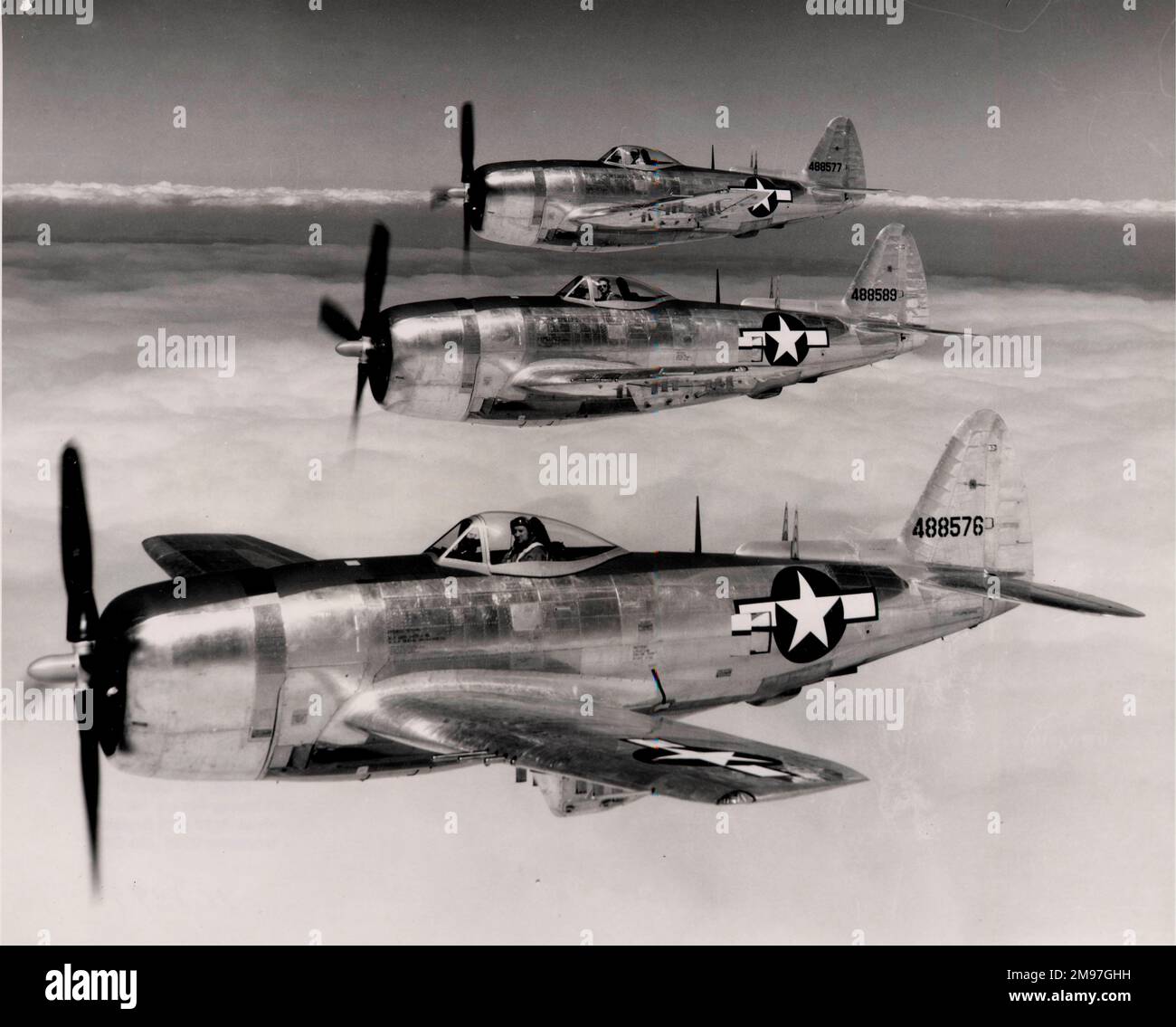 Republik P-47N - das langjährige N-Modell, das für die Eskorte von B-29 entworfen wurde, reiste am Ende des Krieges in den Dienst Stockfoto