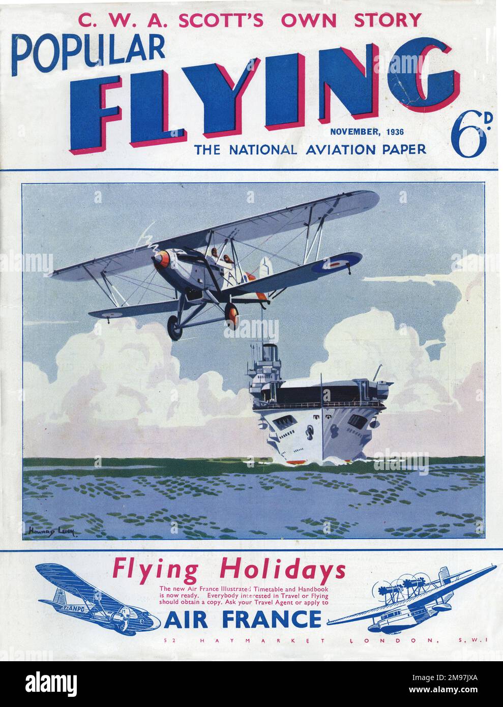 Coverdesign, Popular Flying, The National Aviation Paper, November 1936. Stockfoto