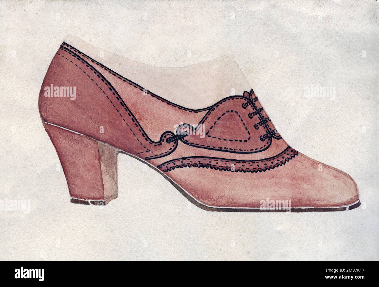 Kastanienbraune und pinkfarbene Schuhe. Stockfoto