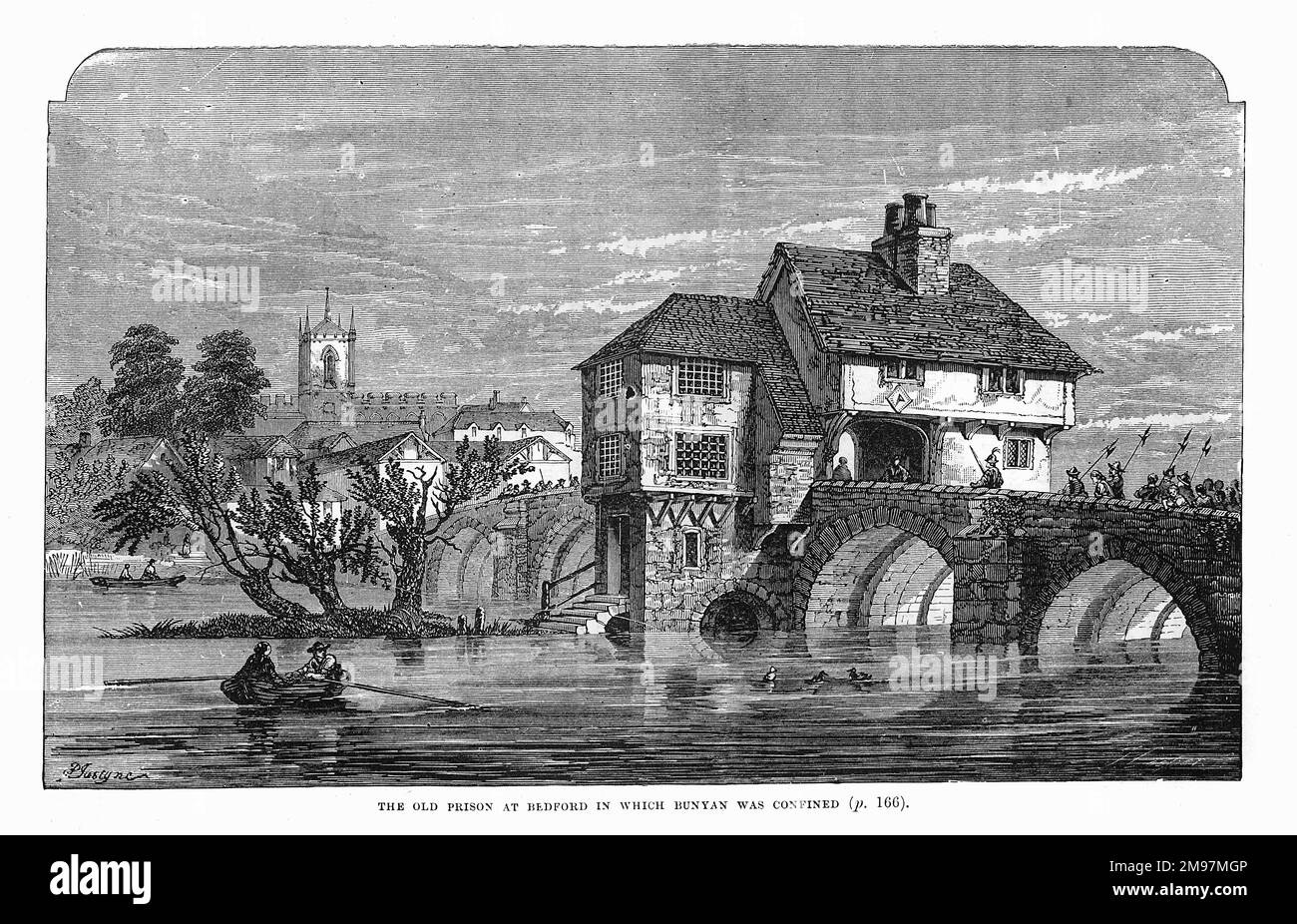 Bedford Gefängnis, wo John Bunyan eingesperrt wurde, weil er ohne Lizenz predigte. Stockfoto