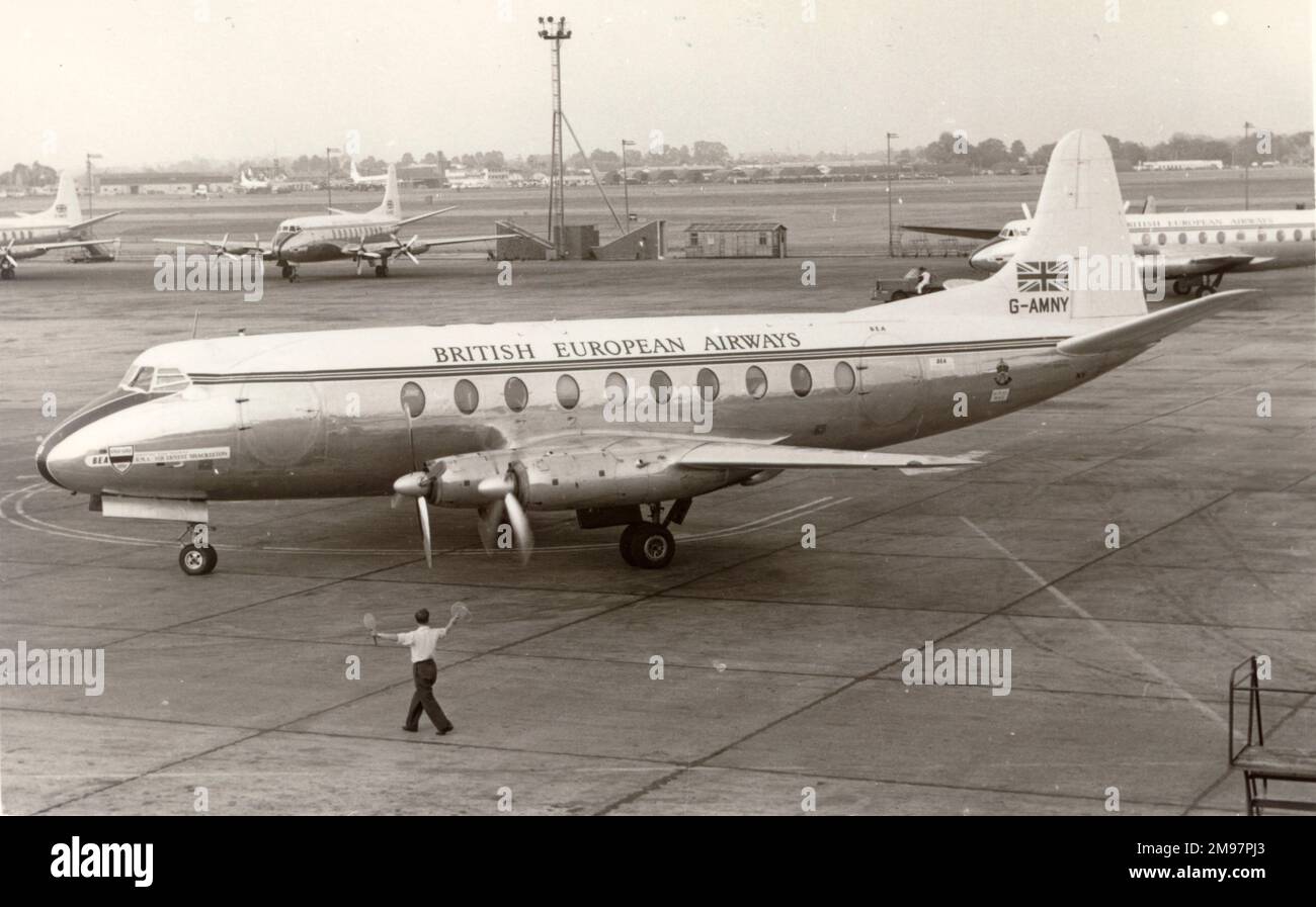 Vickers Viscount 701, G-AMNY, Sir Ernest Shackleton, von der BEA. Stockfoto