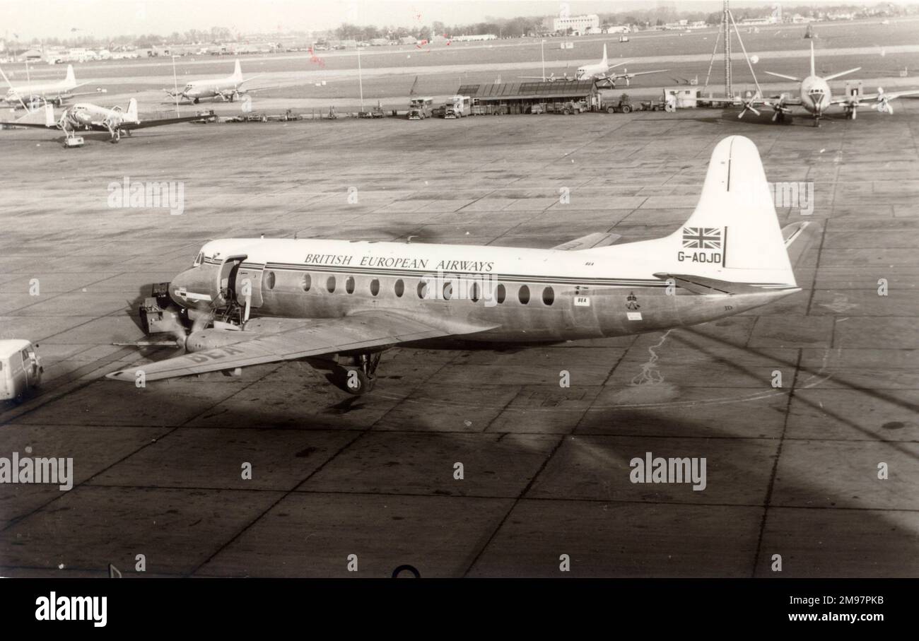 Vickers Viscount 802, G-AOJD, Sebastion Cabot, von der BEA. Stockfoto