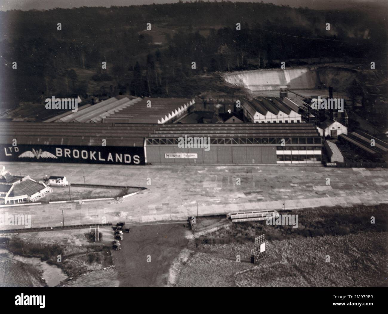 Die Vickers-Fabrik in Brooklands um 1936 Uhr. Stockfoto
