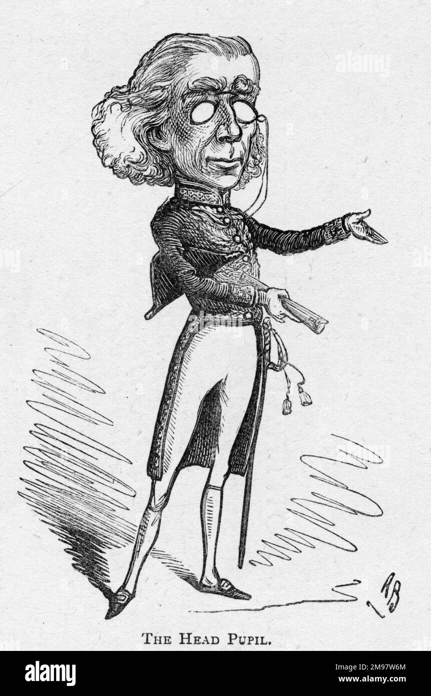 Cartoon von George Grossmith, englischer Komiker, Schauspieler, Sänger, Komponist und Schriftsteller, Bekannt für seine Auftritte in Gilbert und Sullivan Operettas. Hier gesehen in der Rolle von Sir Joseph Porter, dem ersten Lord der Admiralität, in HMS Pinafore. Stockfoto