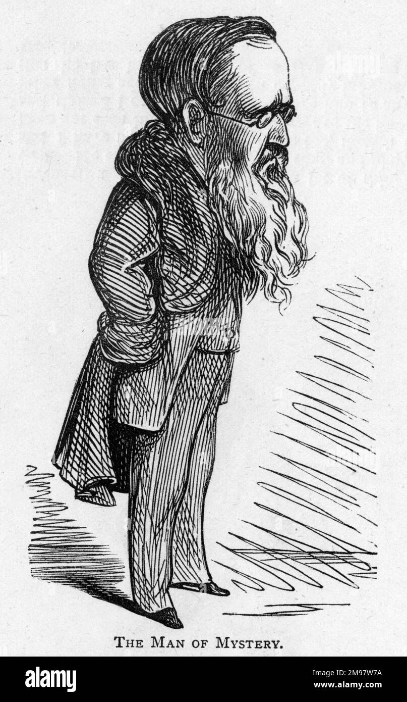 Cartoon des Autors Wilkie Collins - der Mann des Mysteriums. Stockfoto