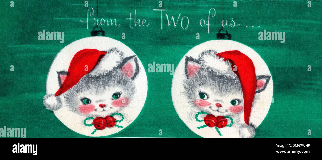 Weihnachtskarte von uns beiden. Stockfoto