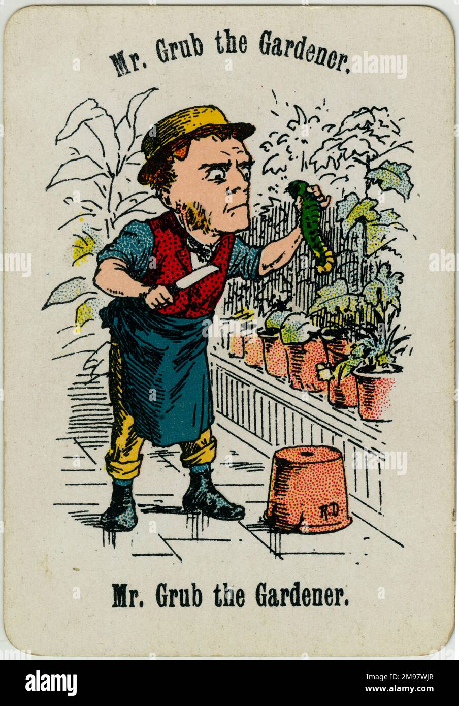 Fröhliche Familien - Mr. Grub, der Gärtner. Stockfoto