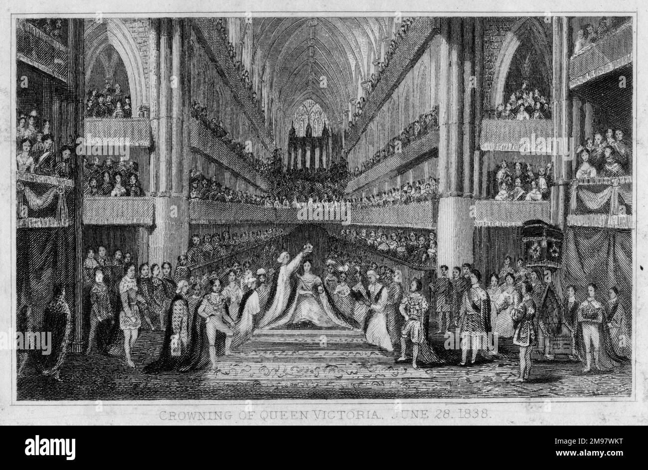 Krönung von Königin Victoria in Westminster Abbey, London, am 28. Juni 1838. Stockfoto