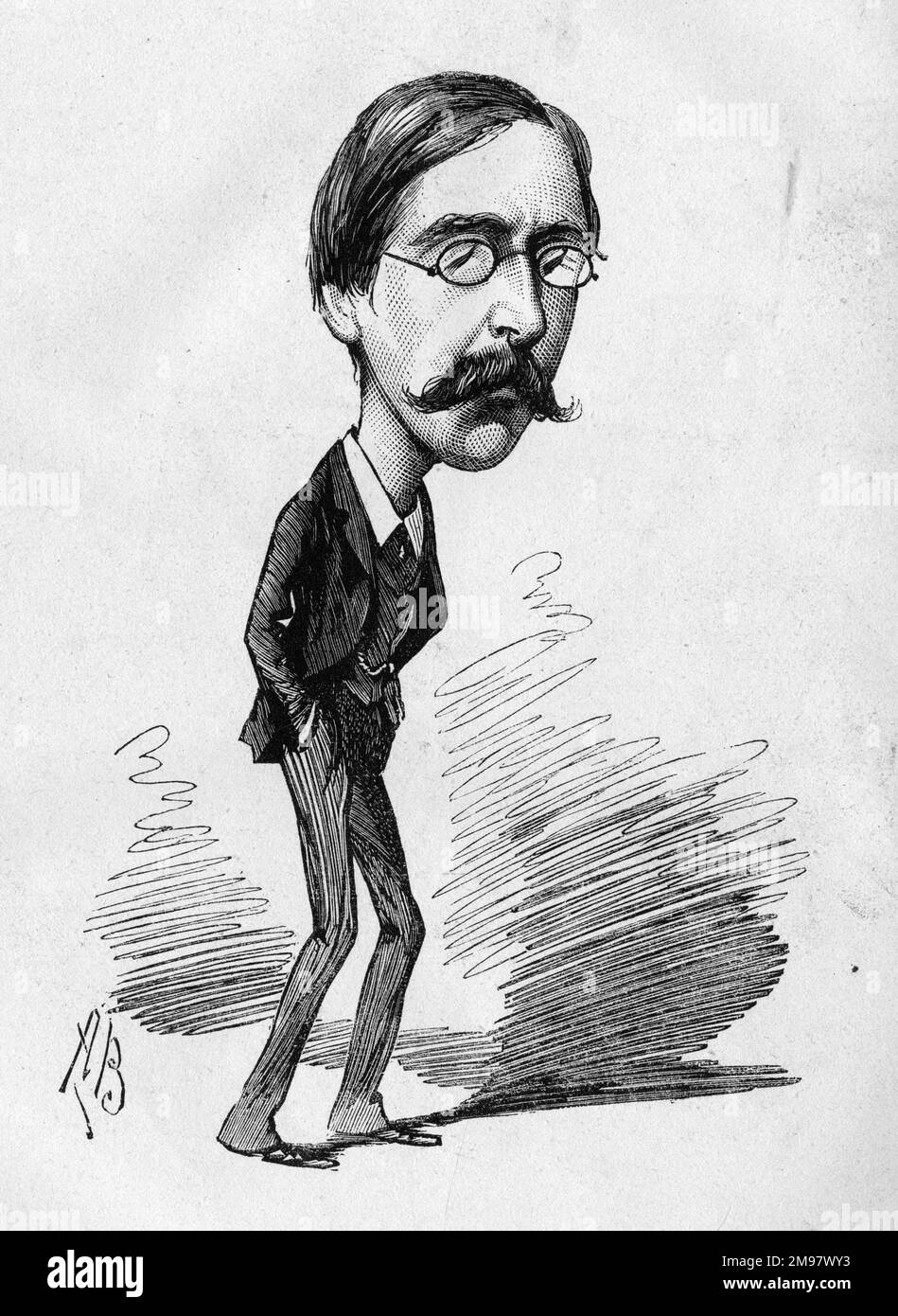 Cartoon von Ashton Wentworth Dilke (1850-1883), radikal-liberaler Abgeordneter (von 1880 bis 1883), Reisender und Eigentümer der wöchentlichen Disposition. Stockfoto