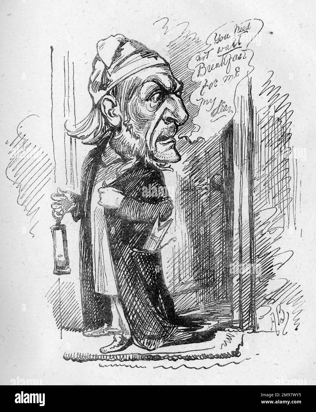 Karikatur von W E Gladstone, liberaler Premierminister -- der Premier macht eine frühe Drehung. Stockfoto