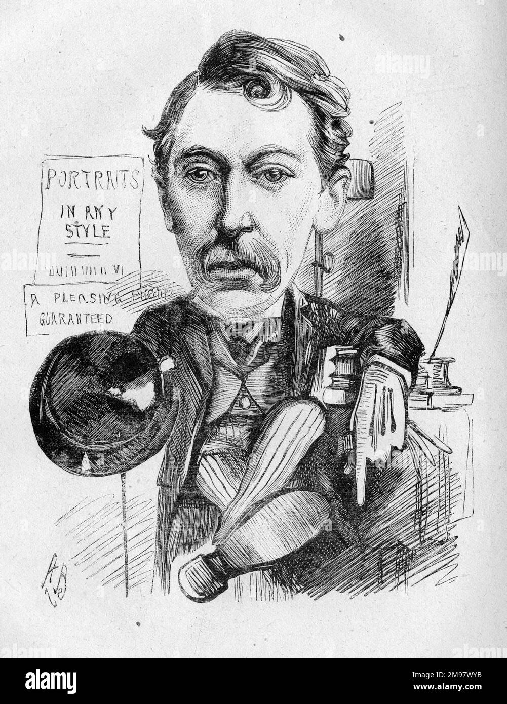 Cartoon von Henry Alfred Pettitt (1848-1893), britischer Schauspieler und Dramatiker -- aus Life, ein Verweis auf einen seiner Stücke. Stockfoto