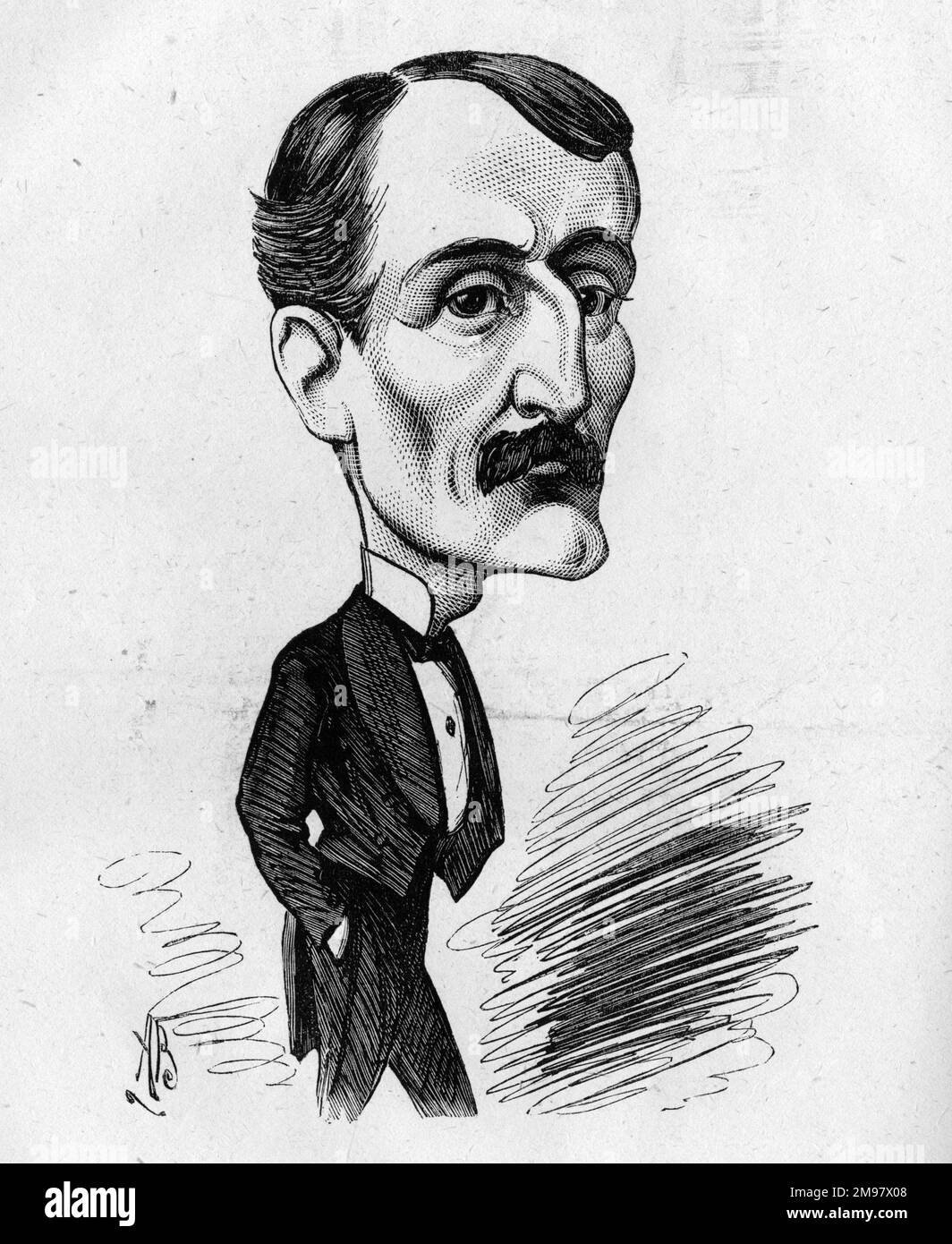 Cartoon von Edgar Bruce (1845?-1901), Schauspieler-Manager. Stockfoto