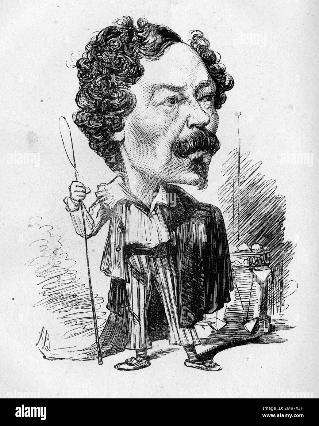 Cartoon von Charles Dillon (1819-1881), englischer Schauspieler-Manager und Tragödie. Hier in der Rolle von Belphegor, in einem Stück mit demselben Namen von Charles Webb. Stockfoto