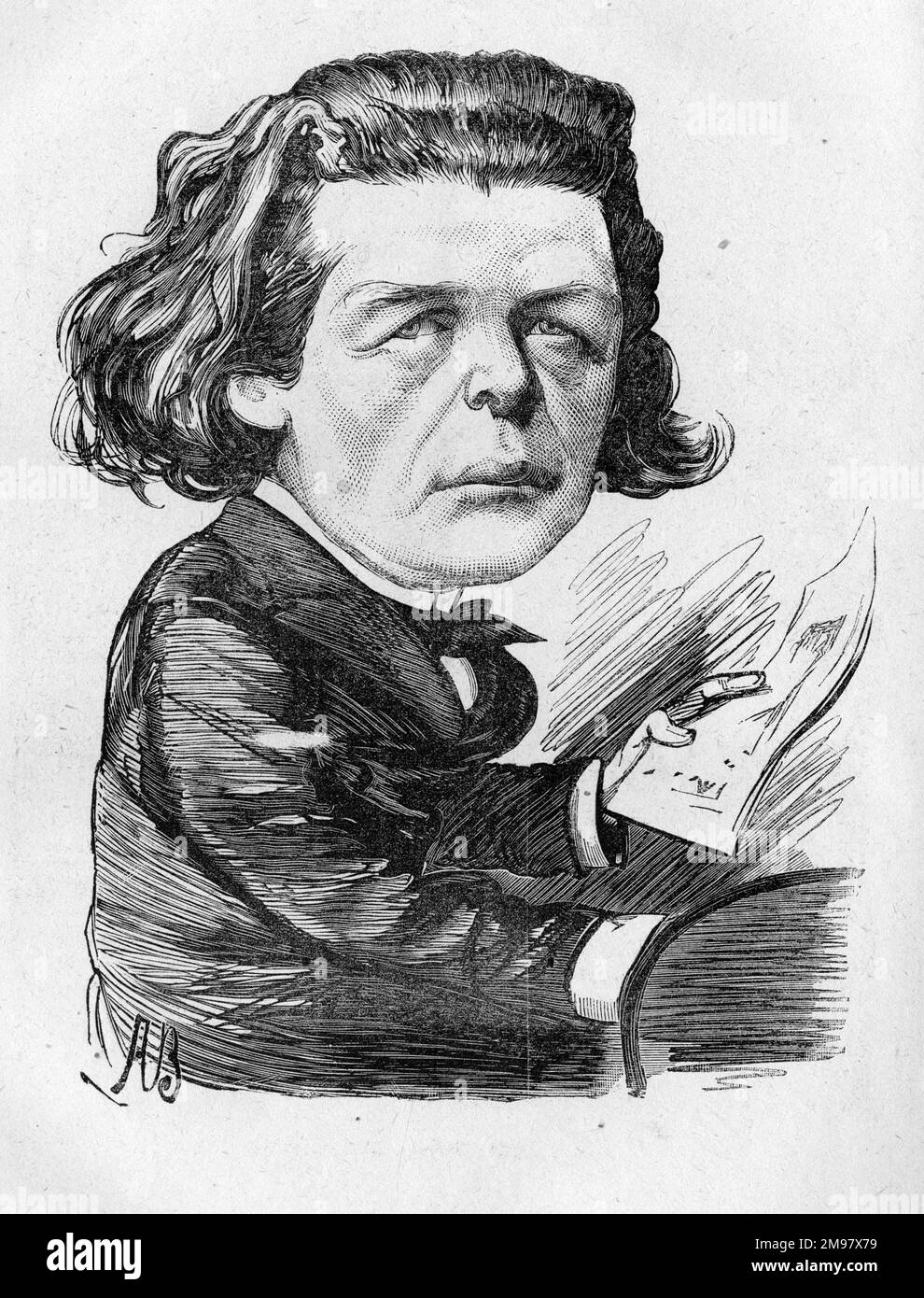 Karikatur von Anton Grigorewitsch Rubinstein (1829-1894), russischer Komponist, Pianist und Dirigent. Der Spitzname Il Demonio (der Dämon), nach seiner beliebtesten Oper. Stockfoto