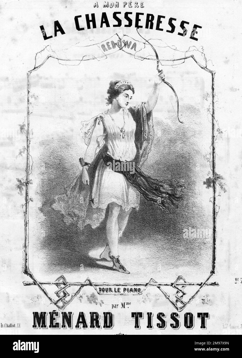 Titelbild: La Chasseresse, Redowa, für Klavier geschrieben von Madame Menard Tissot. Stockfoto