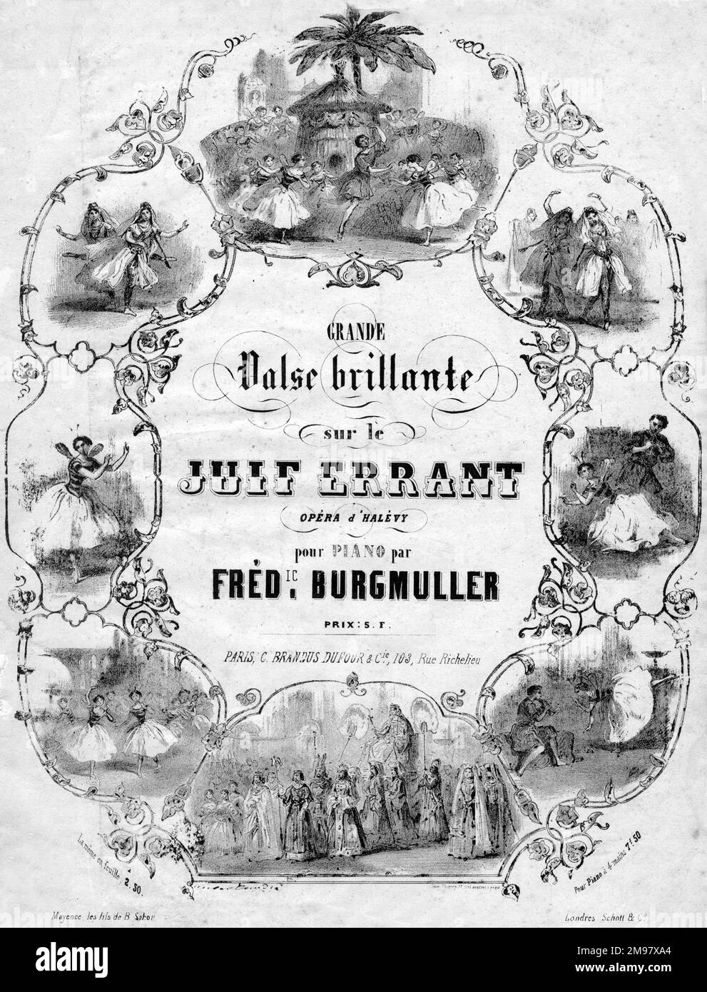 Titelbild: Grande Valse Brillante sur le Juif errant (wandernder Jude), Oper von Halevy, für das Klavier geschrieben von Frederic Burgmuller. Stockfoto