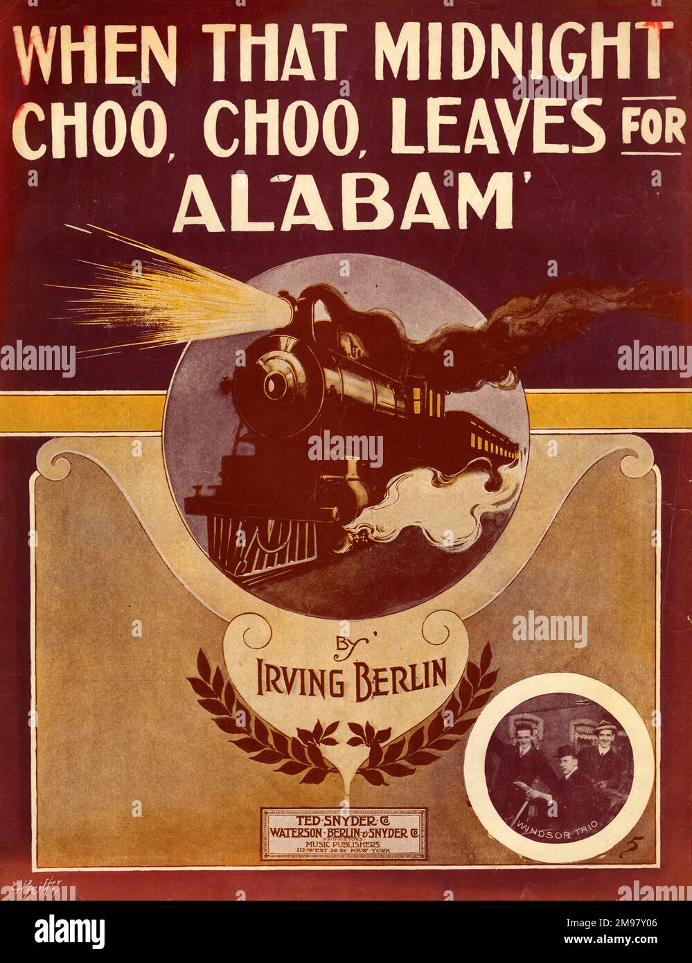 Die Titelseite, wenn Midnight Choo nach Alabam geht, von Irving Berlin. Stockfoto