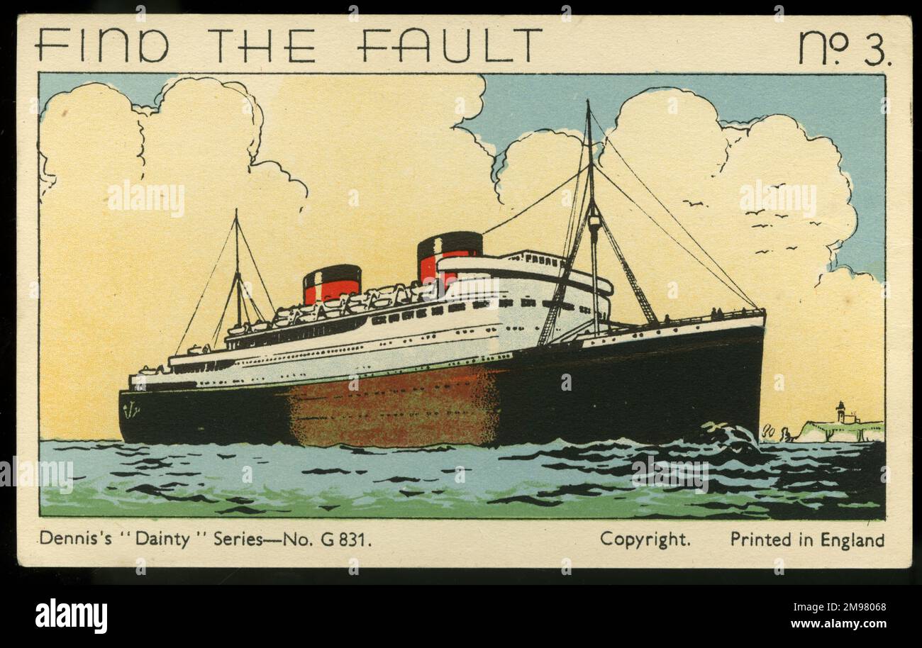Suchen Sie die Fehlerkarte Nr. 3 -- Kreuzfahrtschiff. Stockfoto