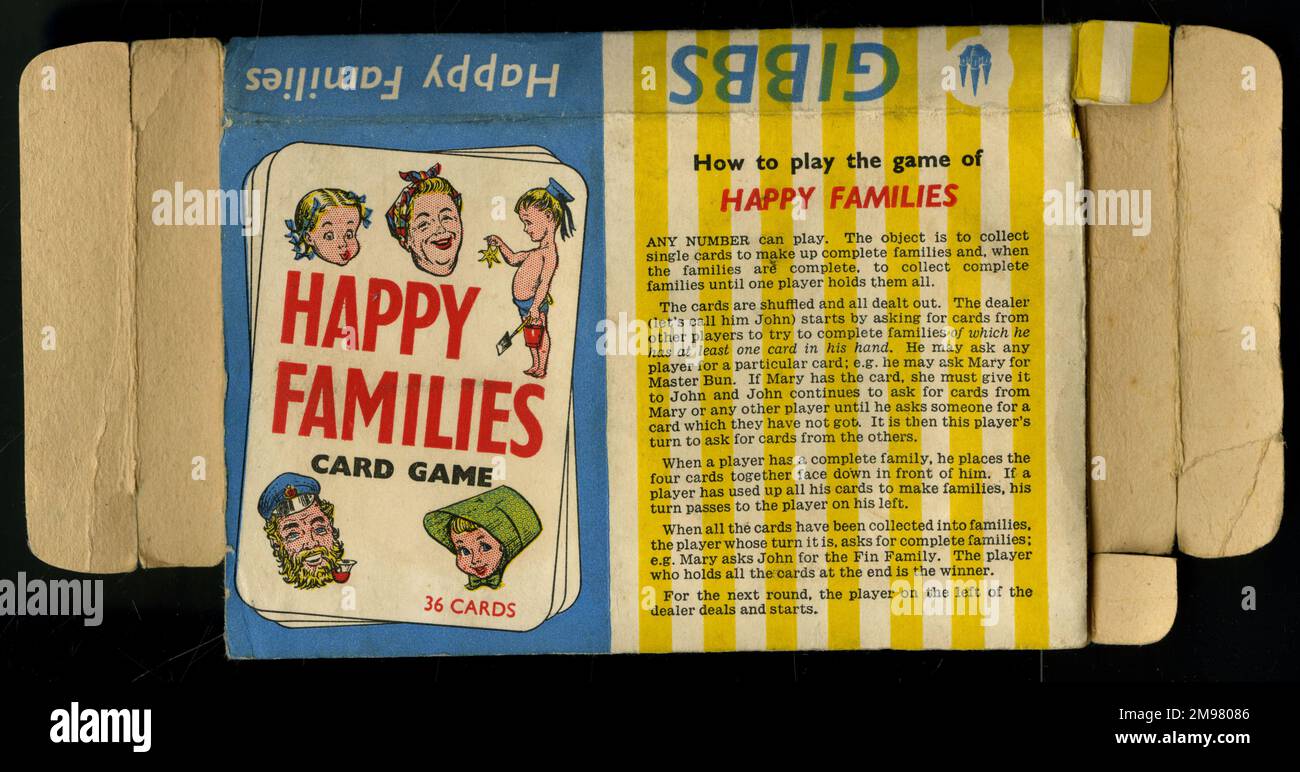 Gibbs Happy Families - Verpackung zurück. Stockfoto