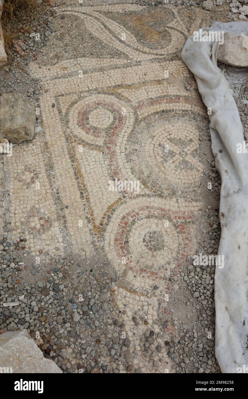 Türkei, Lykien, Rhodiapolis: Byzantinische Basilika (2. Jahrhundert n. Chr.), Mosaik Stockfoto
