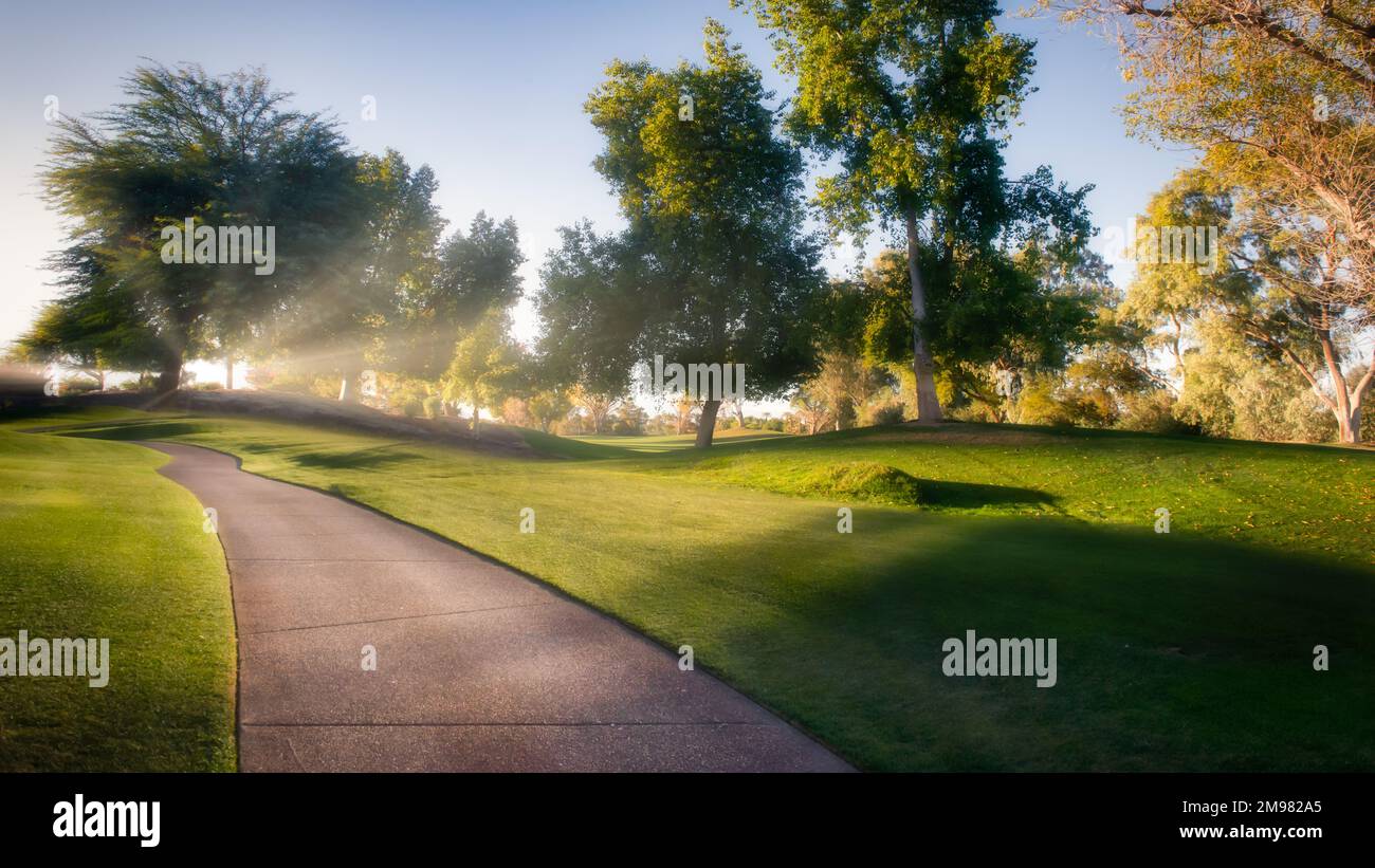 Wanderweg durch einen Park, Indian Wells, Kalifornien, USA Stockfoto