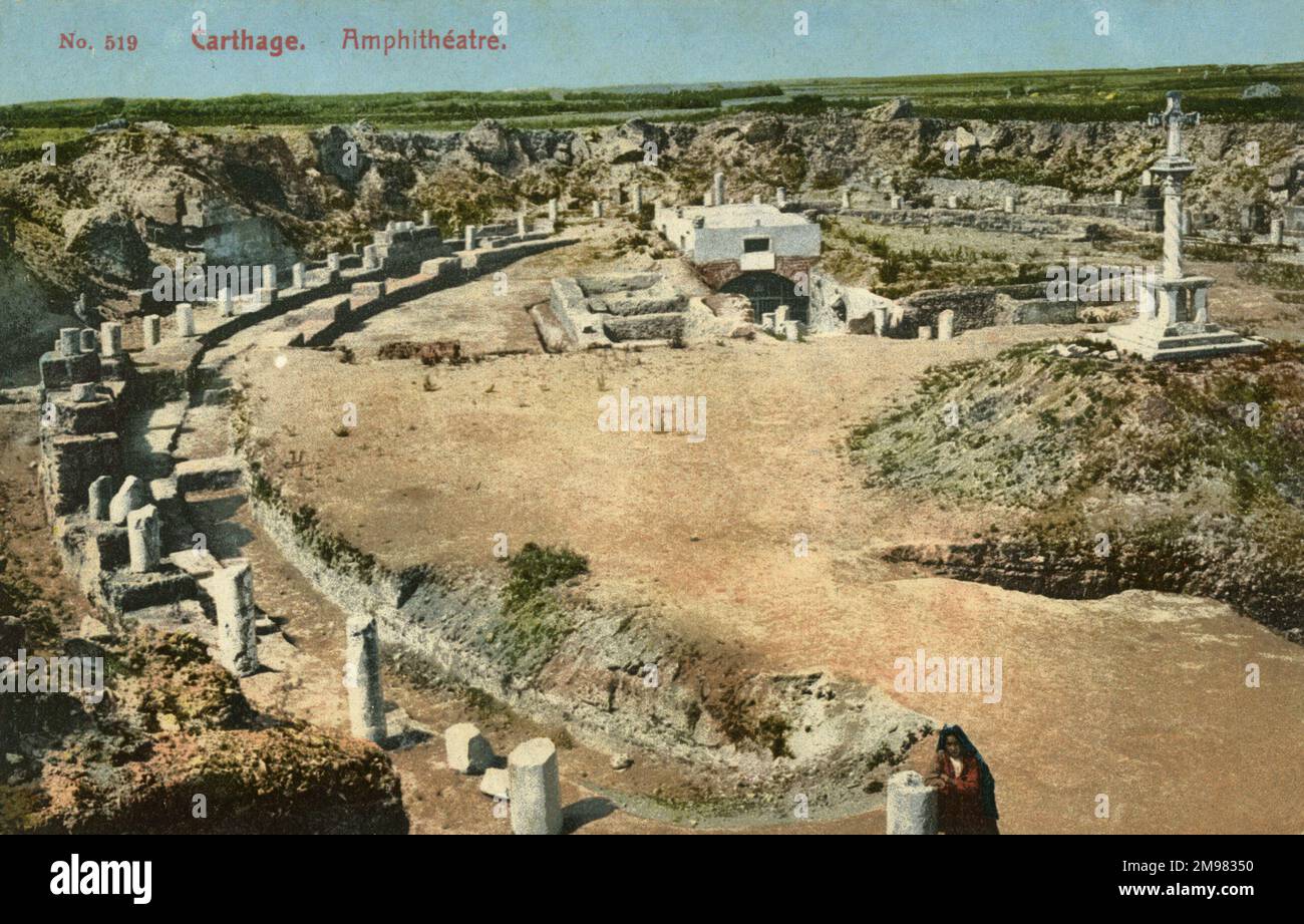 Karthago, Tunesien - Ausgrabung des römischen Amphitheaters Stockfoto