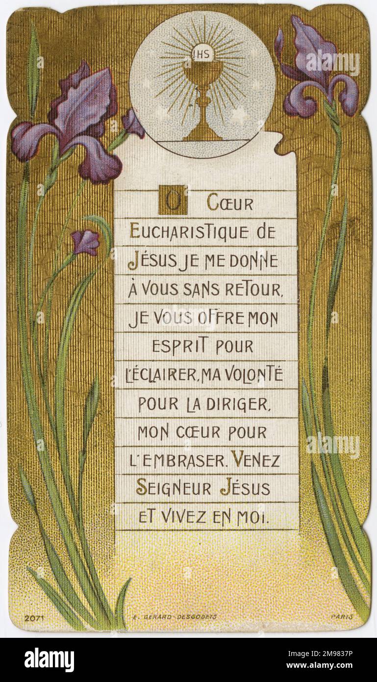 Chromolithograph Devotional Card - Blumen Stockfoto