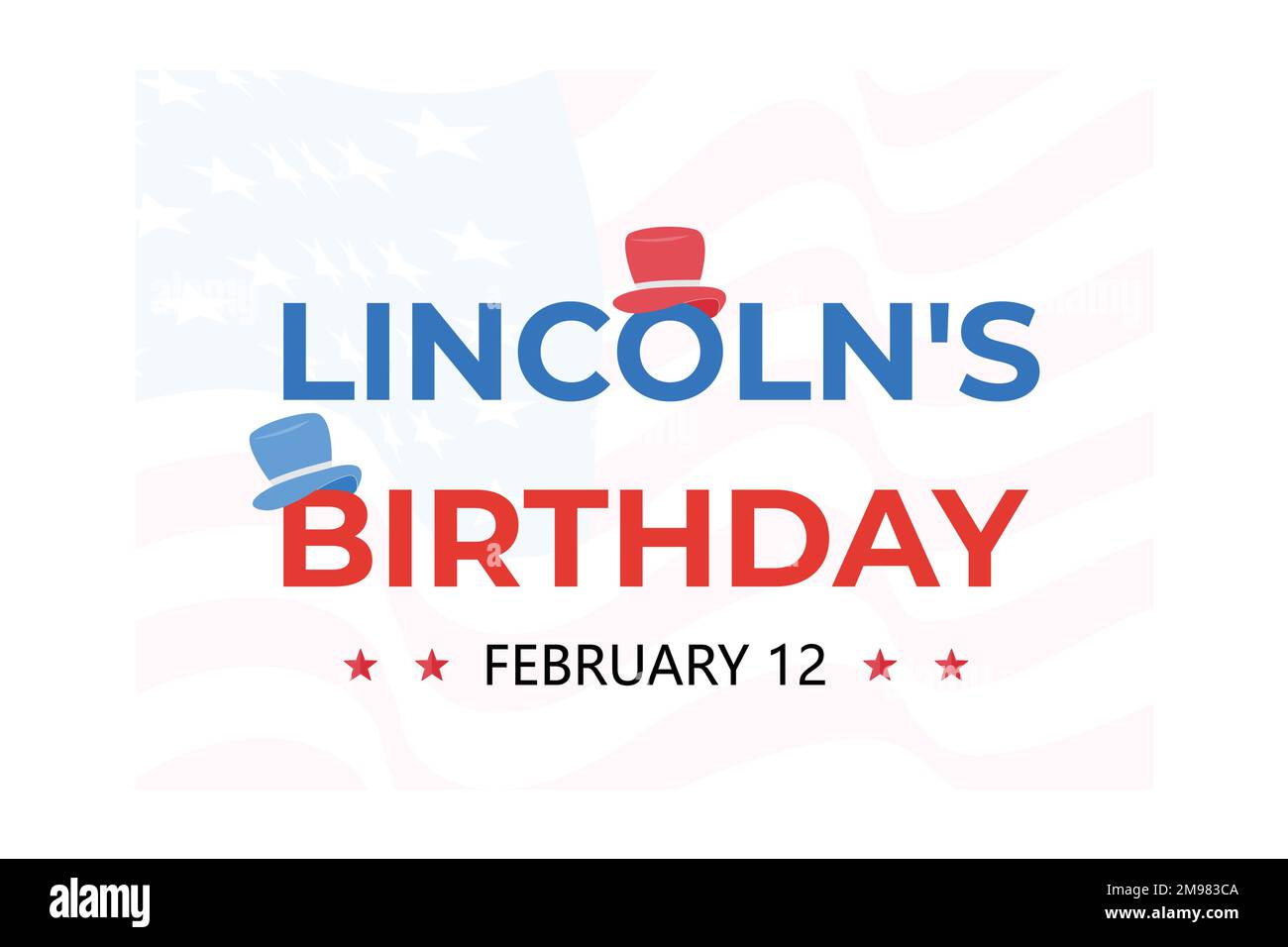 Abraham Lincolns Geburtstag. Nationalfeiertag in den Vereinigten Staaten. Wir feiern den Geburtstag eines der beliebtesten Präsidenten Amerikas, Flat Vec Stock Vektor