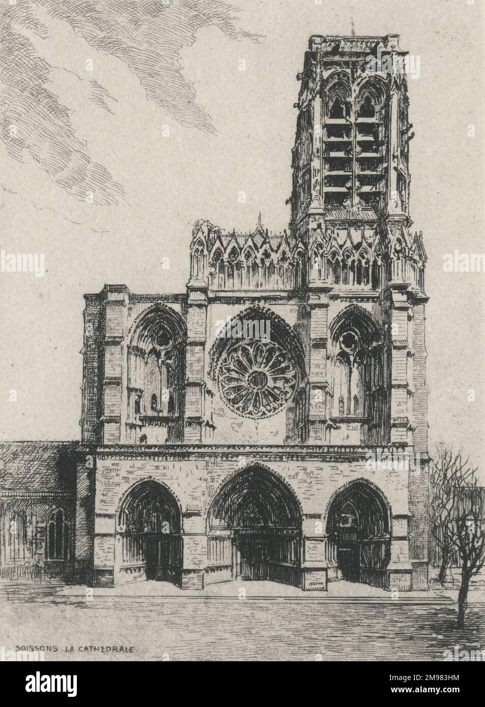 Soissons Cathedral Basilica (Basilika Saint-Gervais-et-Saint-Protais de Soissons) - Soissons, Aisne Department, Picardie, Frankreich Stockfoto