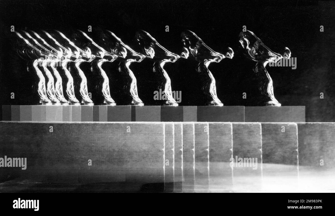 Werbung für Rolls Royce Autos -- Spirit of Ecstasy Haubenschmuck fotografiert in Bewegung. Stockfoto