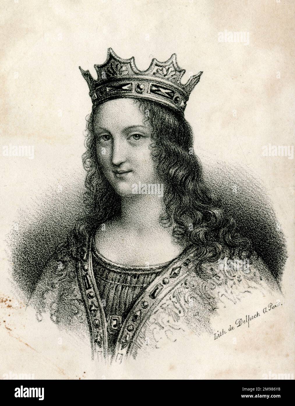 Blanche (Adelaide-Blanche aus Anjou, c940-1026), Ehefrau von Ludwig V. (Frankreich) (er war das dritte von fünf Ehemännern). Stockfoto
