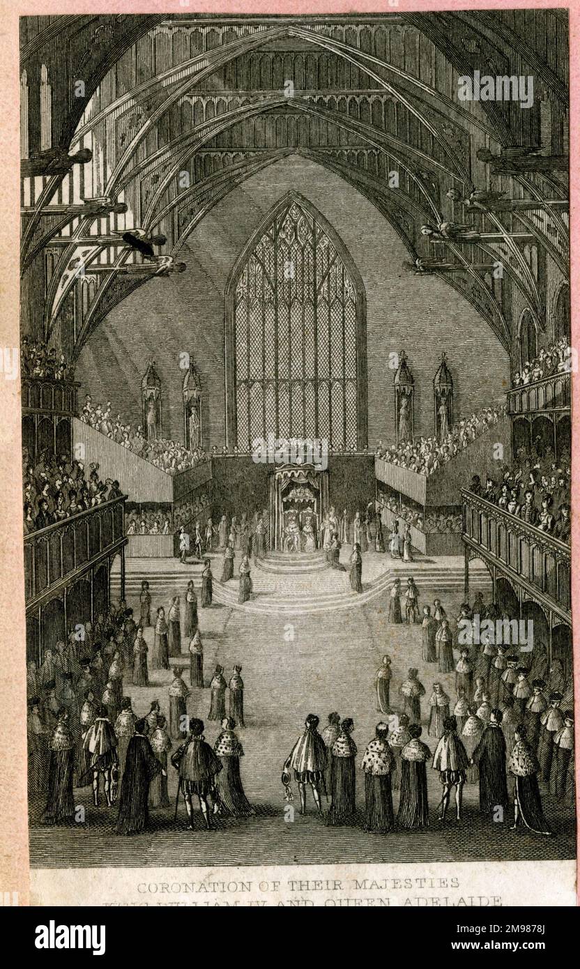 Krönung von König Wilhelm IV. Und Königin Adelaide von Sachsen-Meiningen am 8. September 1831 in Westminster Abbey, London. Stockfoto