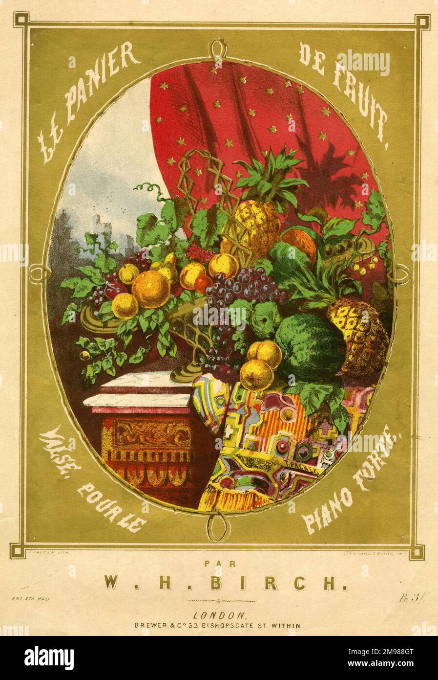 Musikcover, Le Panier de Fruit, Walzer für Klavier von W H Birch. Stockfoto