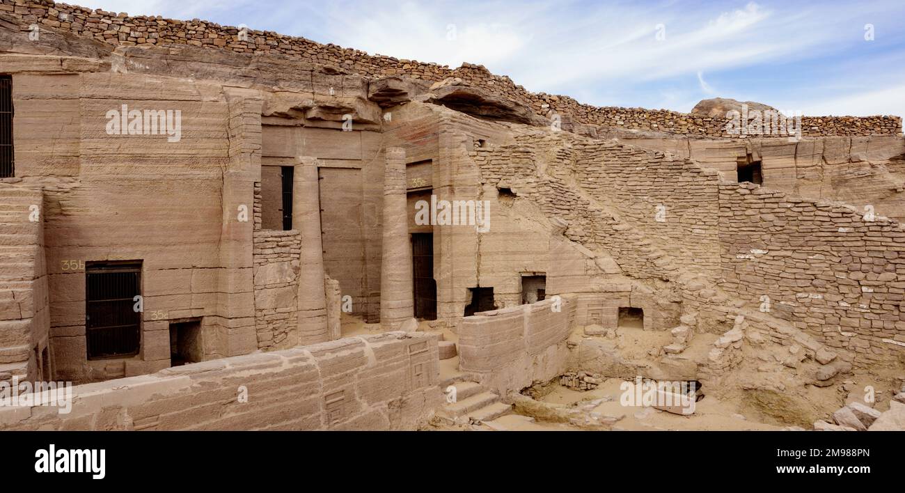 Gräber der Adligen Assuan, Oberägypten Stockfoto
