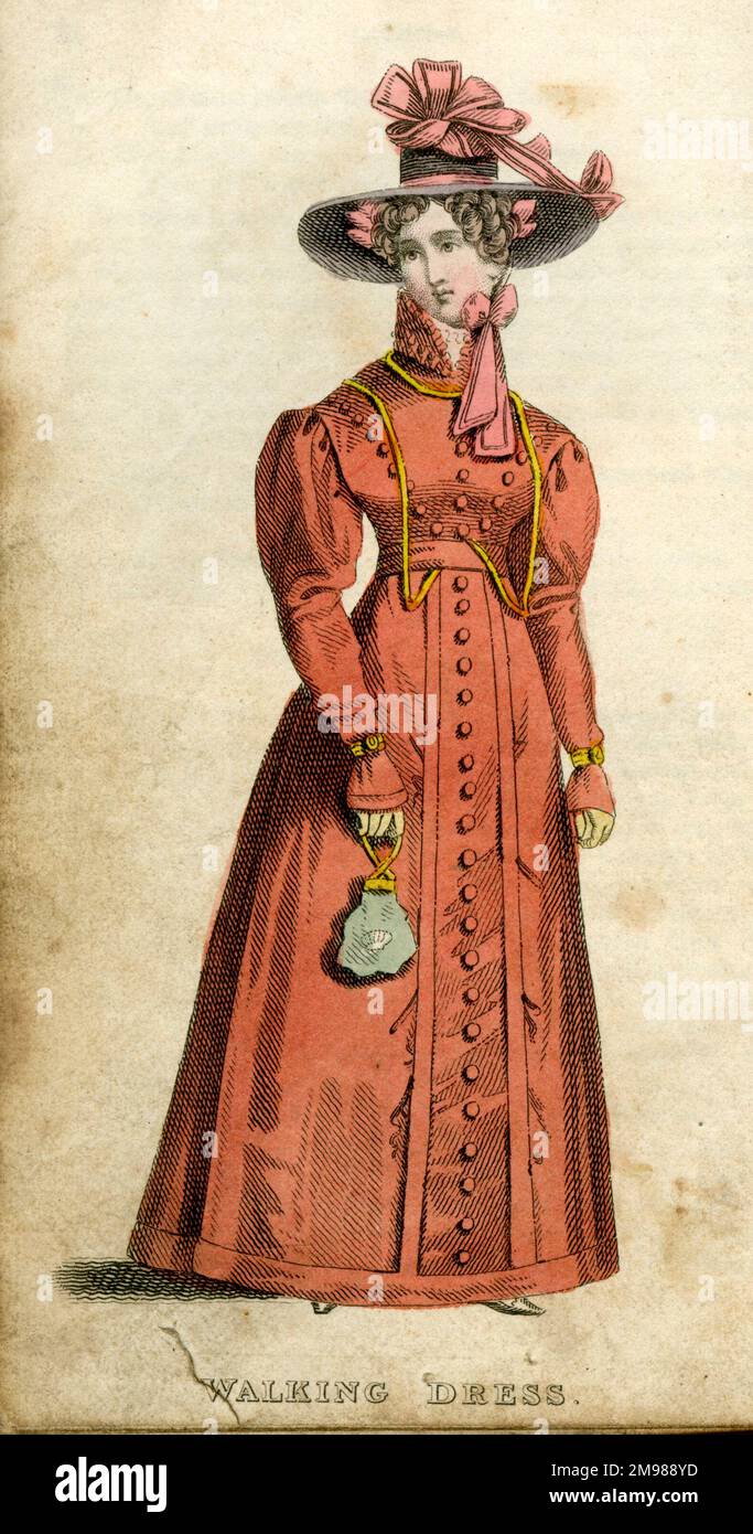 Frau in einem wandelnden Kleid. Stockfoto