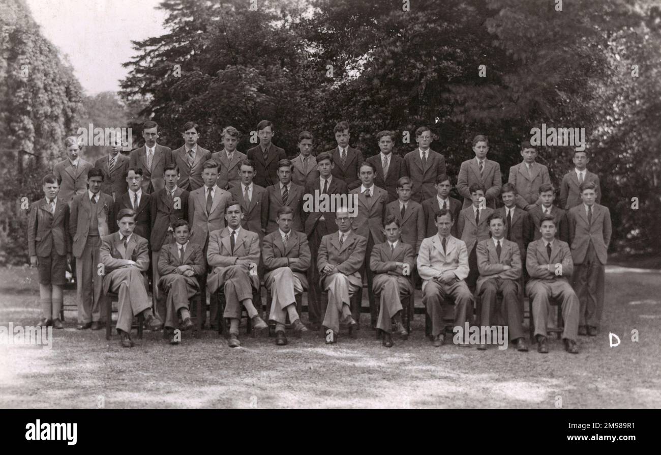 Gruppenfoto, Lehrer und Schüler an einer Schule (möglicherweise Bootham in York). Stockfoto