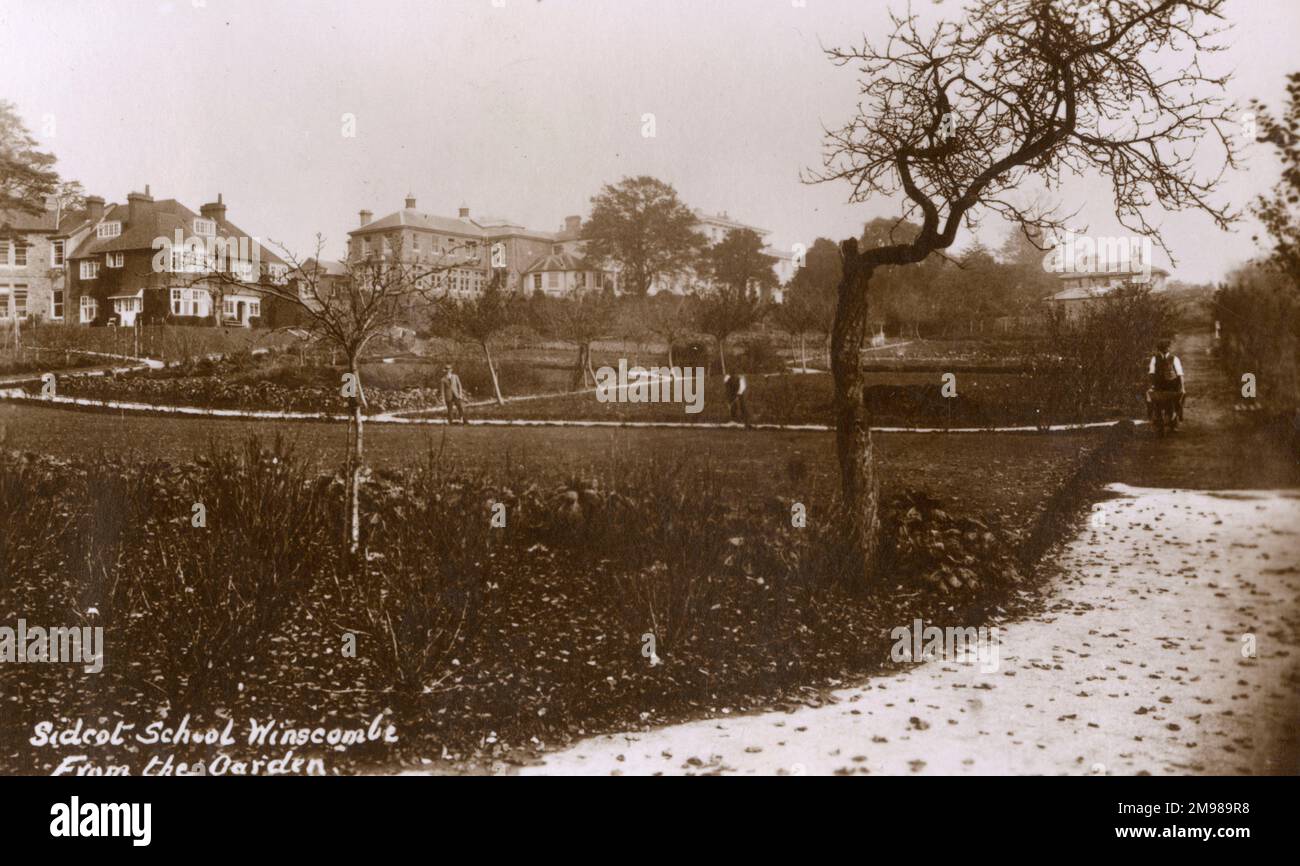 Blick vom Garten, Sidcot School, Winscombe, North Somerset, eine unabhängige Quäkerschule. Stockfoto