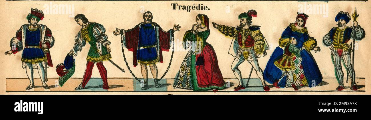 Theaterfiguren - Tragödie. Stockfoto